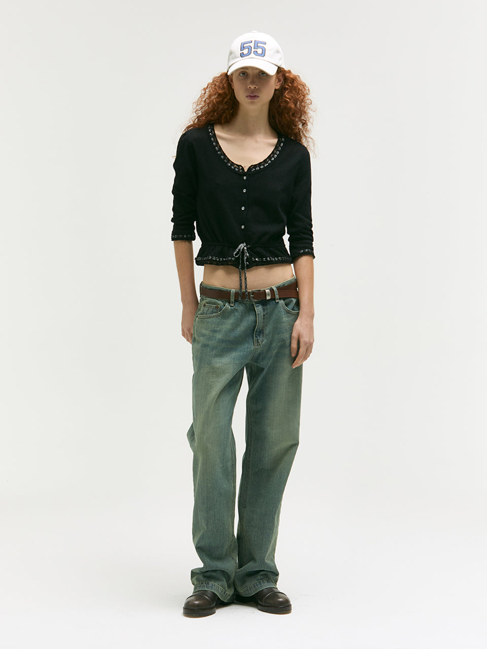 PEARL STRING BOLERO CARDIGAN_black