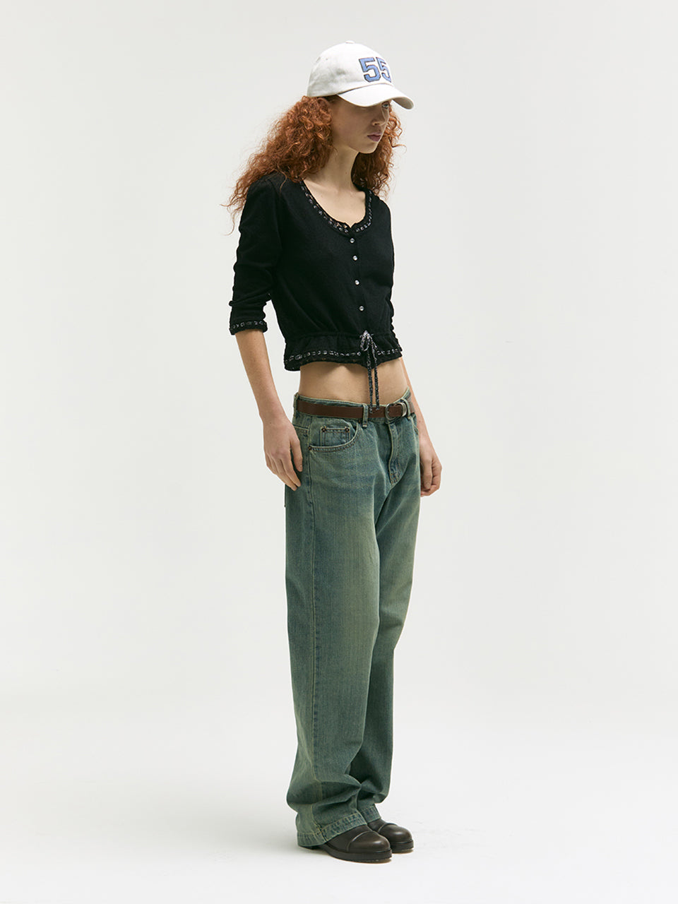 PEARL STRING BOLERO CARDIGAN_black