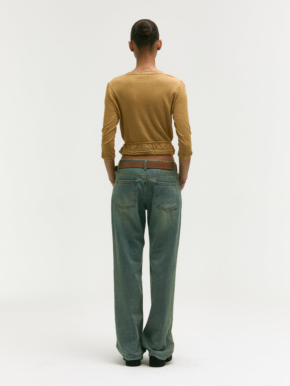 PEARL STRING BOLERO CARDIGAN_mustard