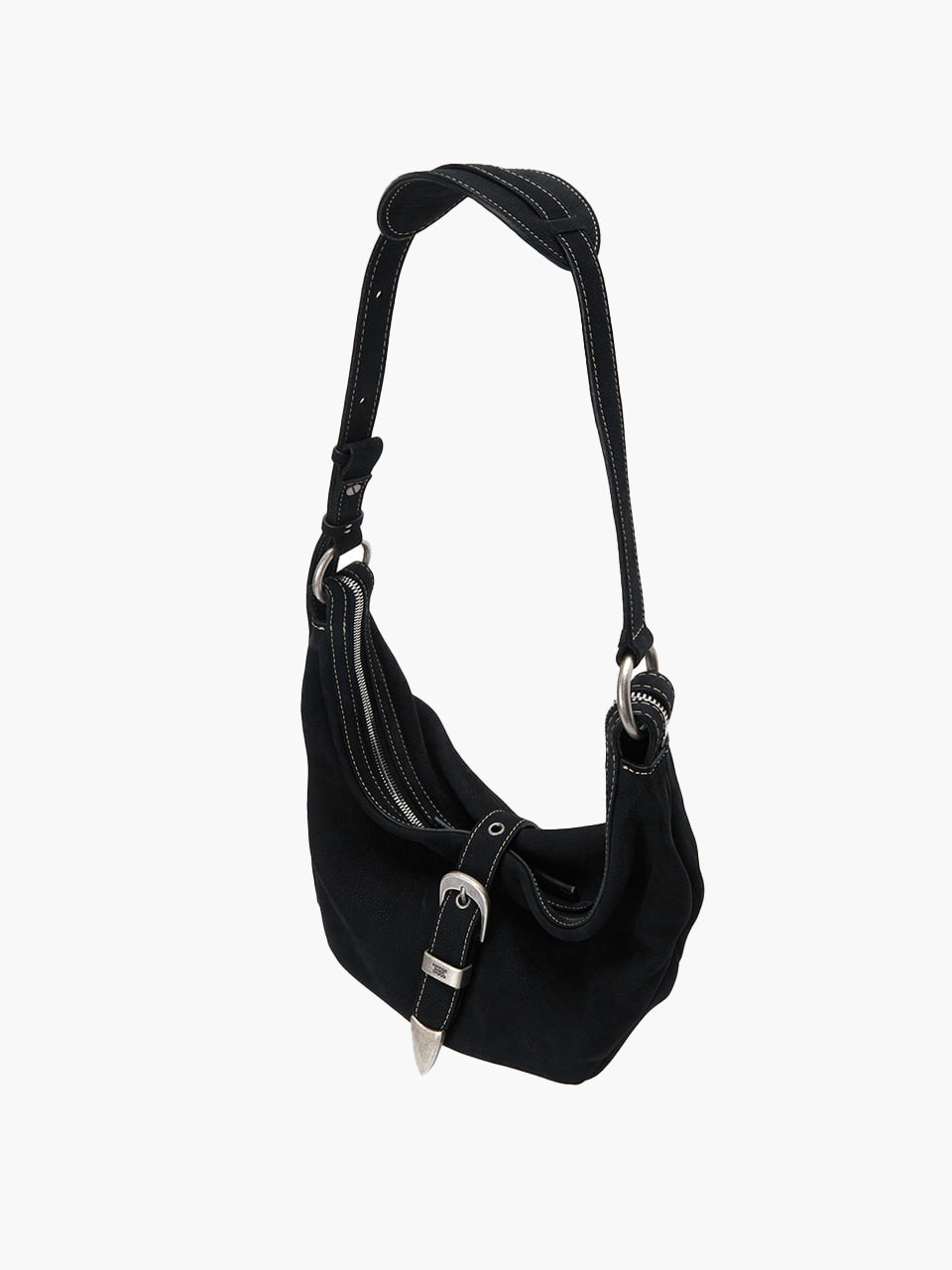 BELTED HOBO MEDIUM_black nubuck