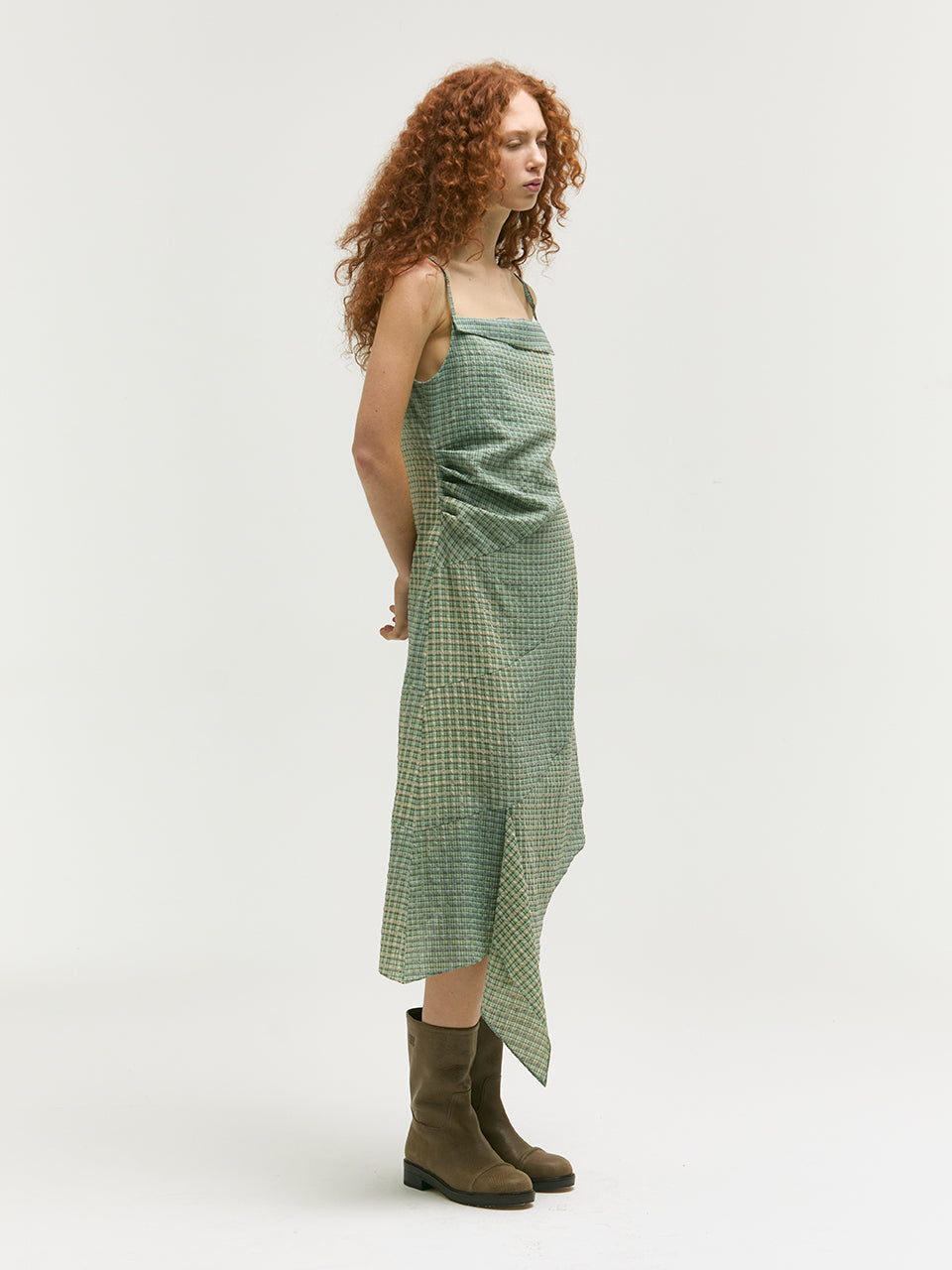 BLEACHED CHECK DRESS_mint
