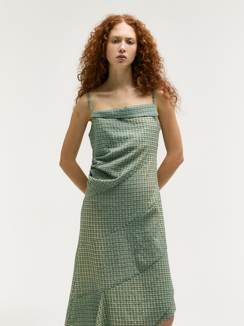 BLEACHED CHECK DRESS_mint