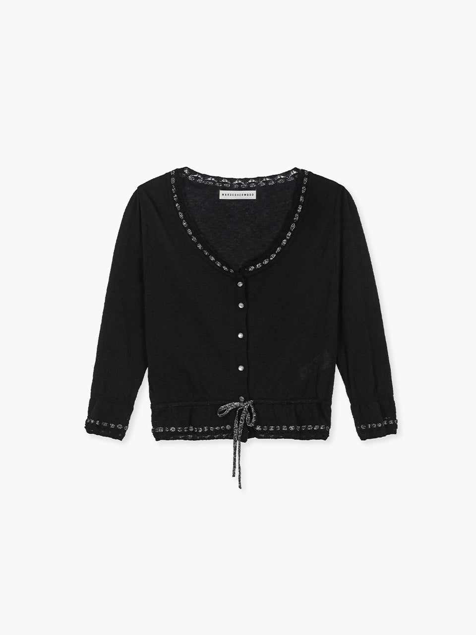 PEARL STRING BOLERO CARDIGAN_black