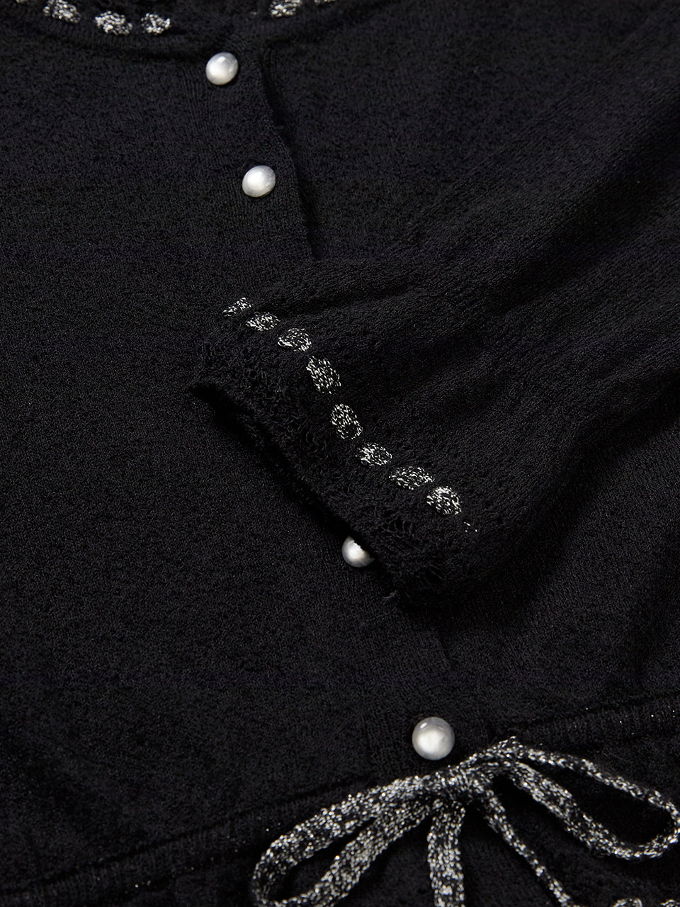 PEARL STRING BOLERO CARDIGAN_black