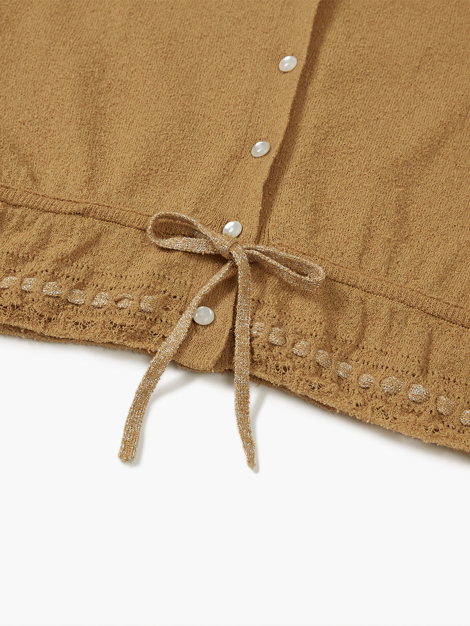 PEARL STRING BOLERO CARDIGAN_mustard