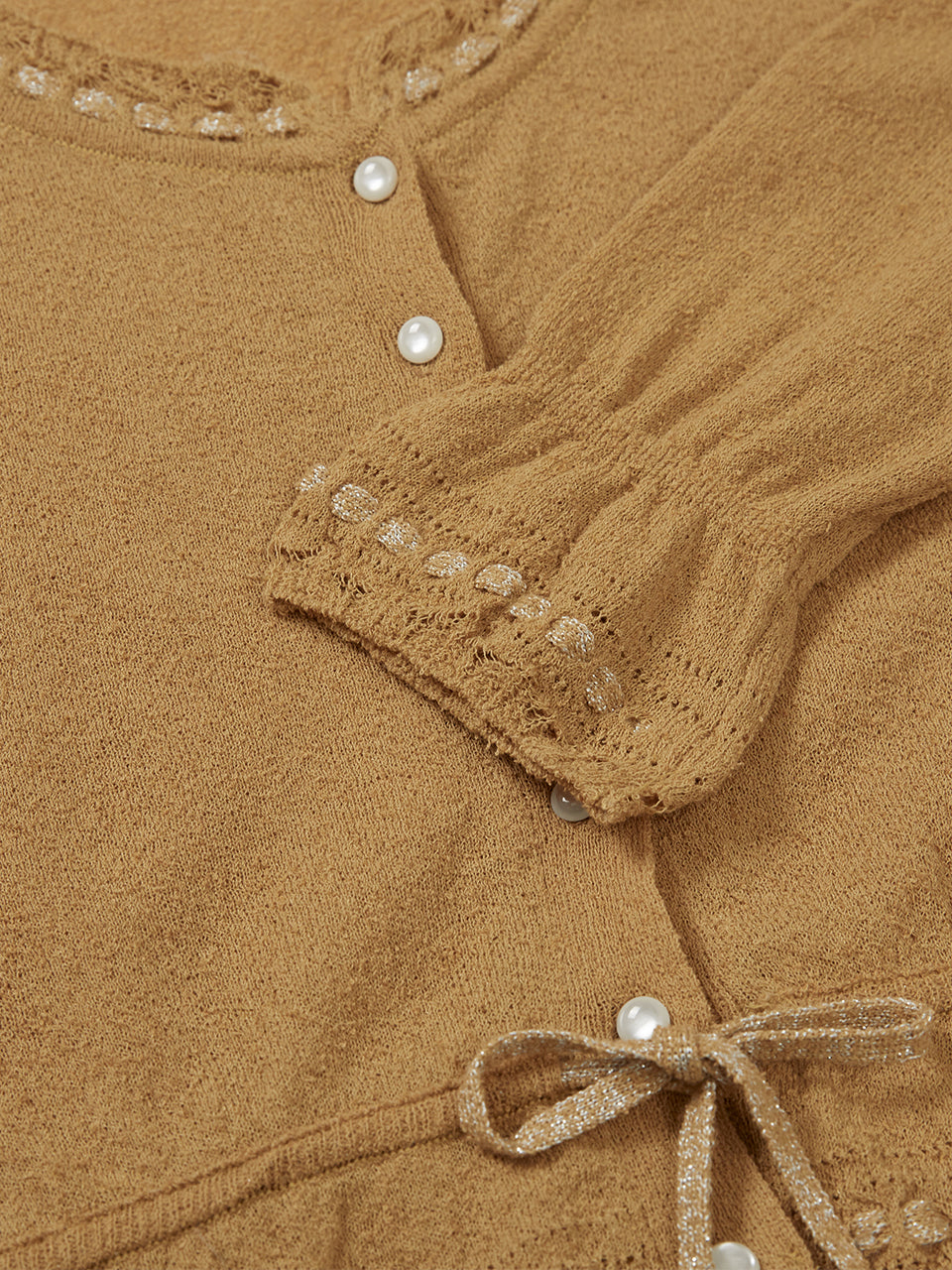 PEARL STRING BOLERO CARDIGAN_mustard