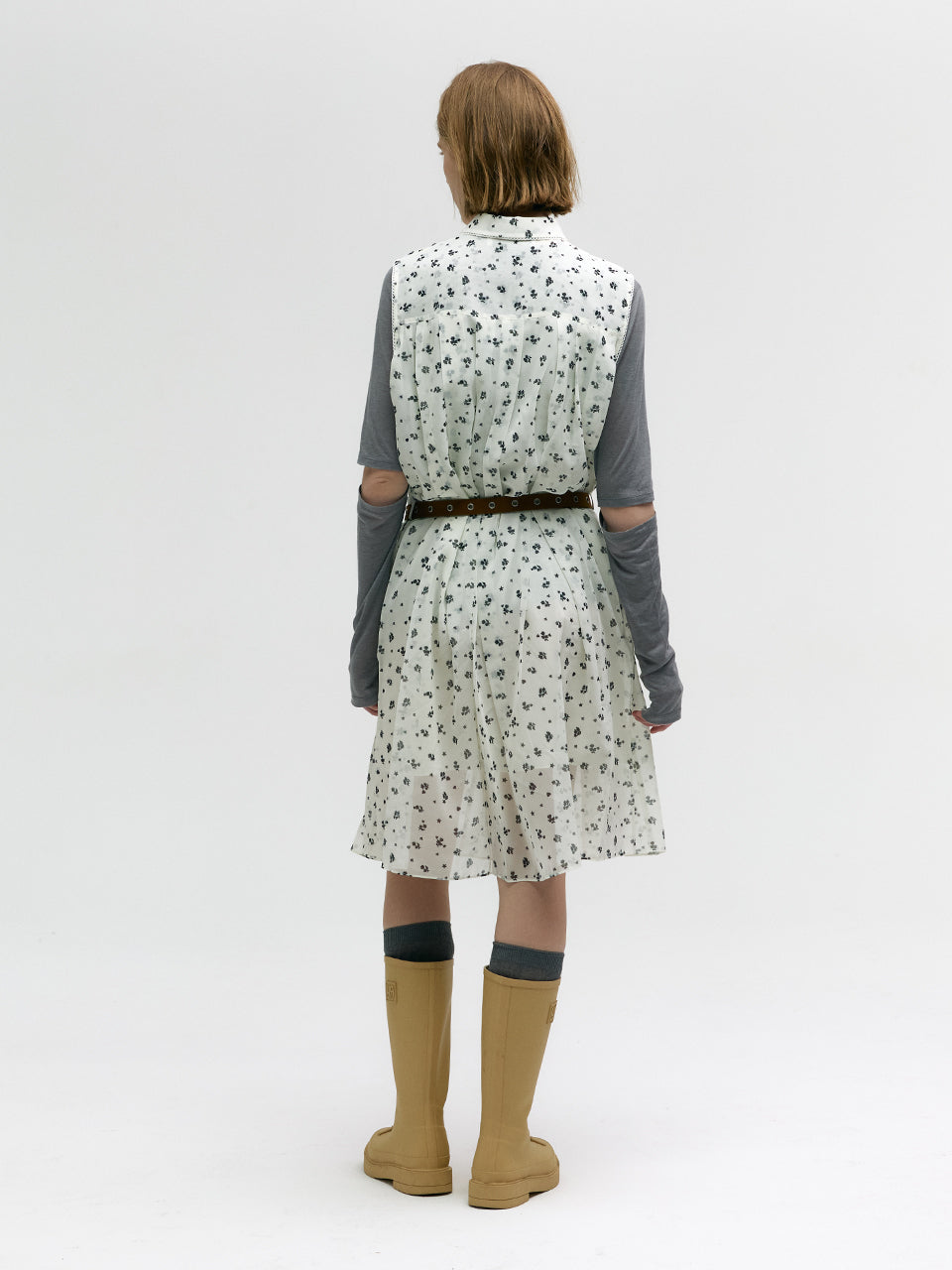 PRINTED PLEATS ONE-PIECE_beige