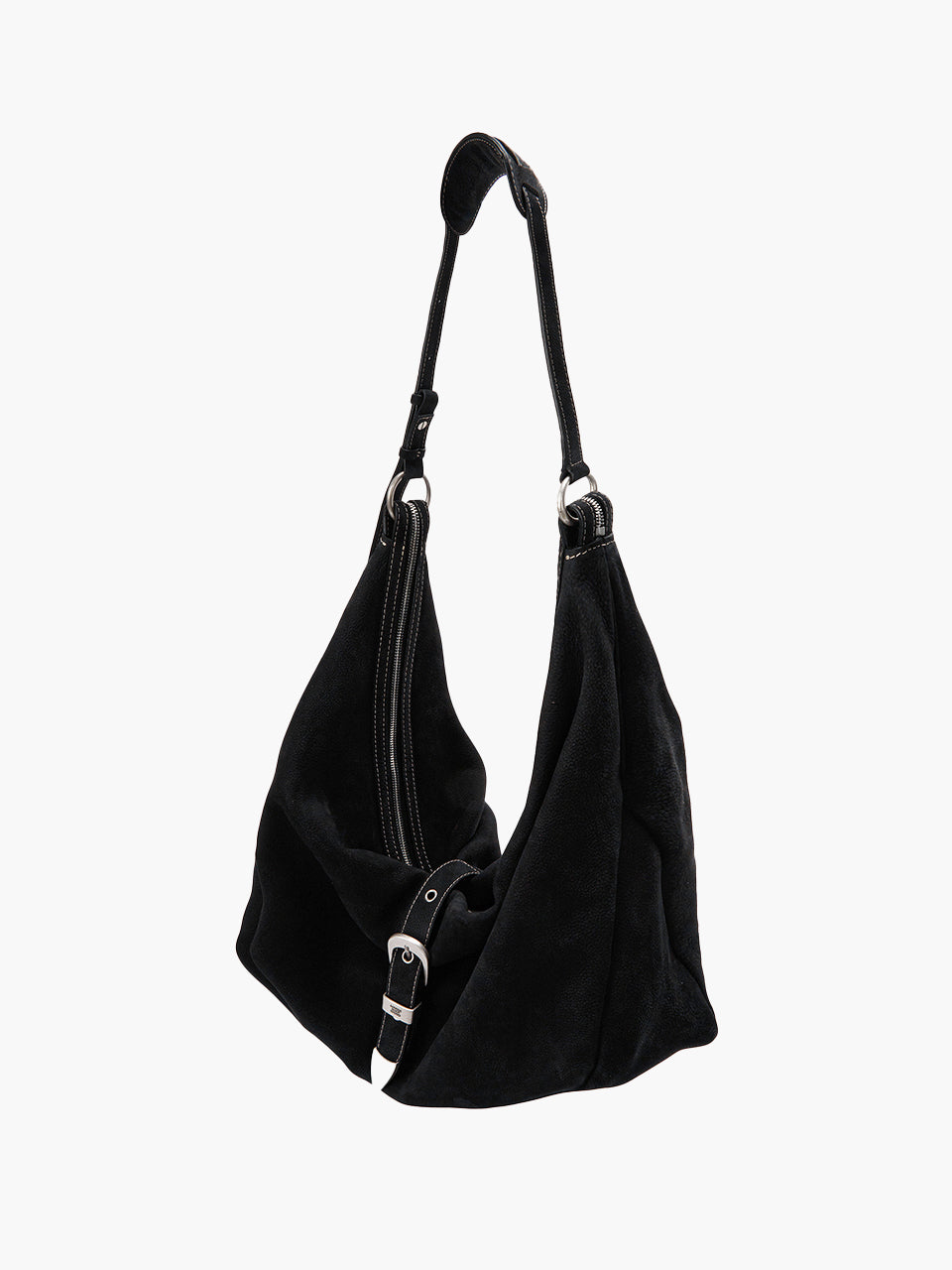 BELTED HOBO_black nubuck