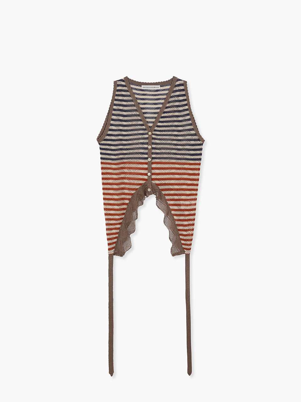 TAIL STRIPE KNIT VEST_grey