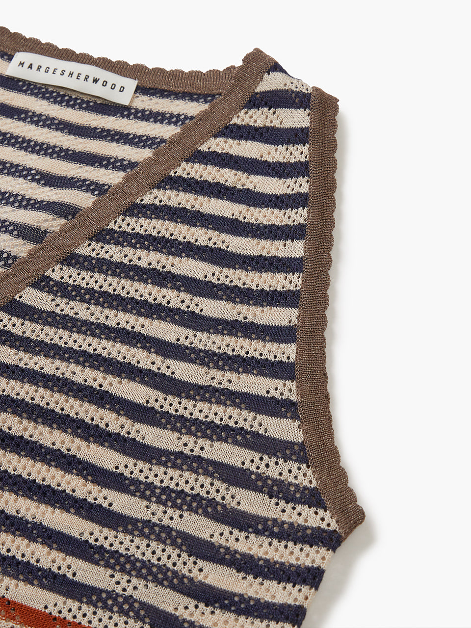 TAIL STRIPE KNIT VEST_grey