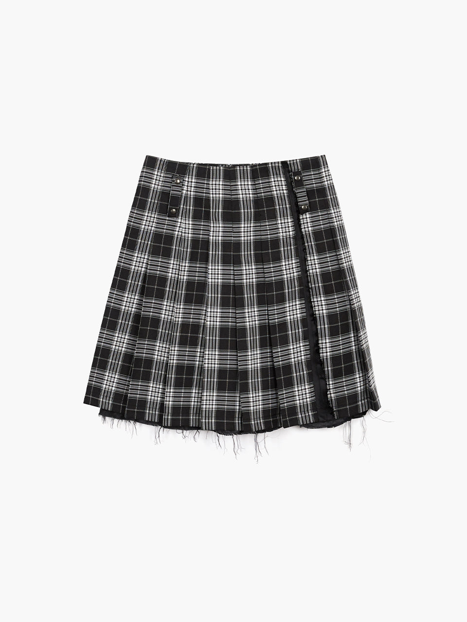 TARTAN CHECK PLEATED SKIRT_black