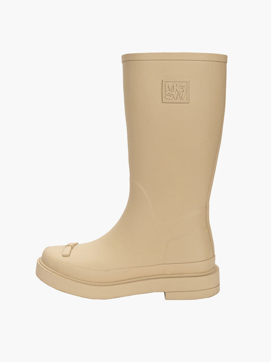 RIBBON RUBBER BOOTS LONG_beige