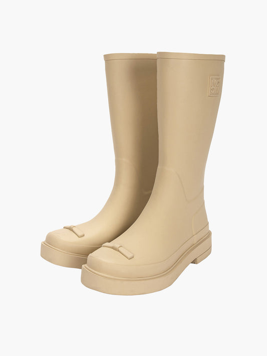 RIBBON RUBBER BOOTS LONG_beige