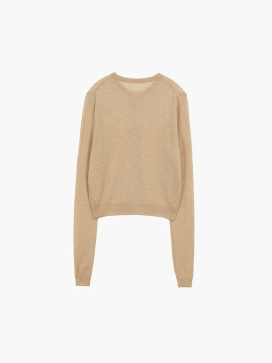 CREW NECK CARDIGAN_beige