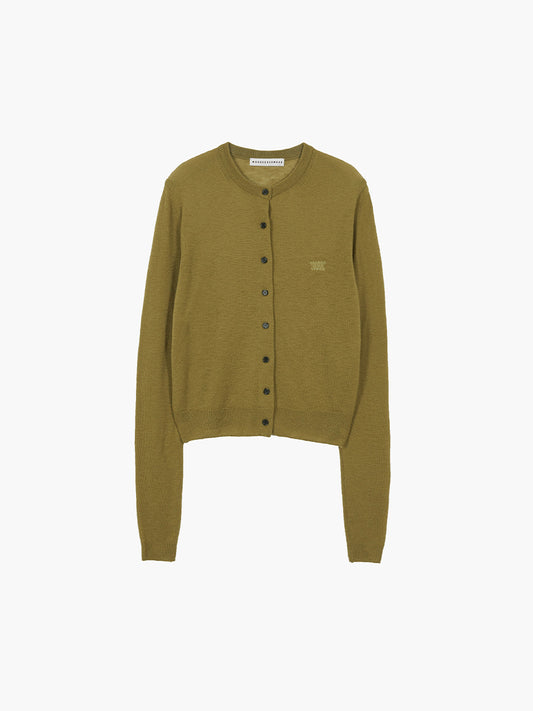 CREW NECK CARDIGAN_olive