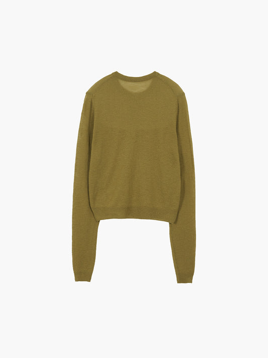 CREW NECK CARDIGAN_olive