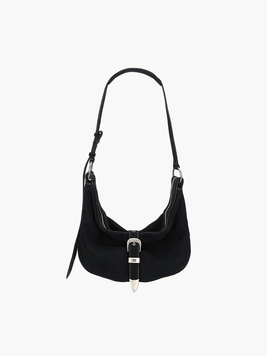 BELTED HOBO MEDIUM_black nubuck