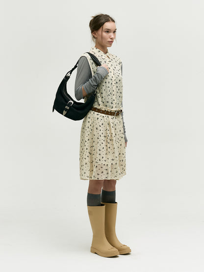 BELTED HOBO MEDIUM_black nubuck