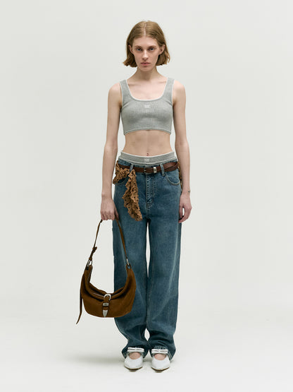 BELTED HOBO MEDIUM_chestnut nubuck