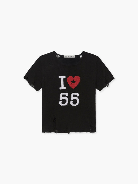 HEART BOUCLE KNIT TOP_black