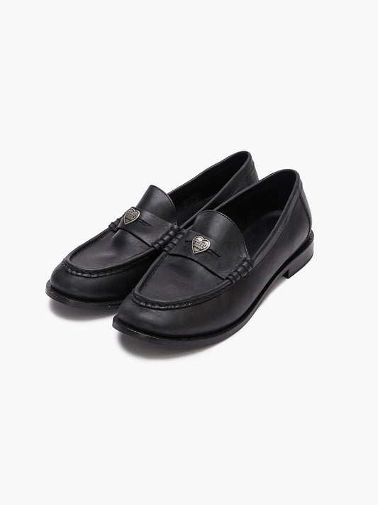 MARGE HEART LOAFERS_black pull-up