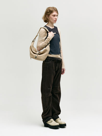 BELTED HOBO MEDIUM_nude nubuck