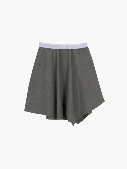 ASYMMETRY WOOL SKIRT_grey