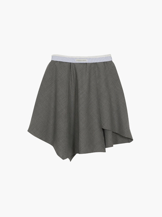 ASYMMETRY WOOL SKIRT_grey