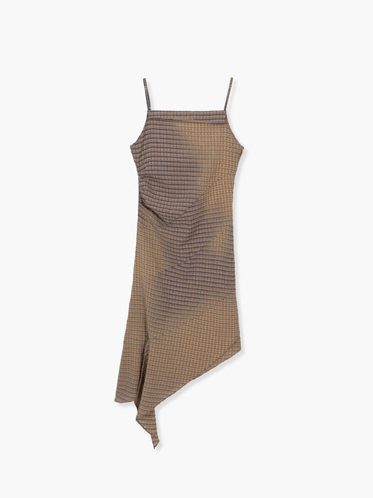 BLEACHED CHECK DRESS_beige