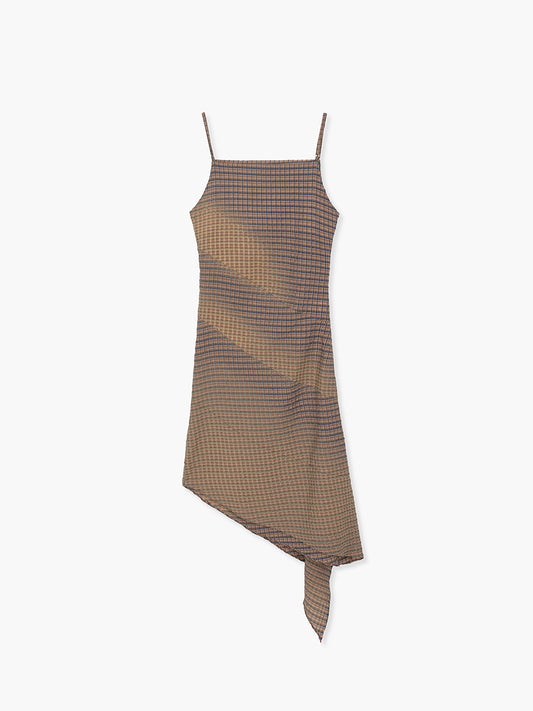 BLEACHED CHECK DRESS_beige