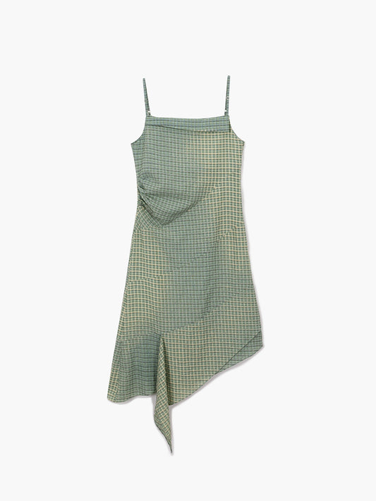 BLEACHED CHECK DRESS_mint