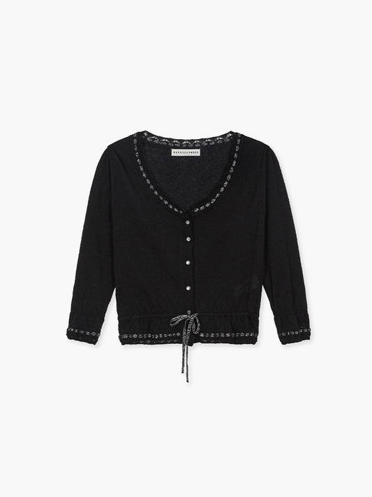 PEARL STRING BOLERO CARDIGAN_black