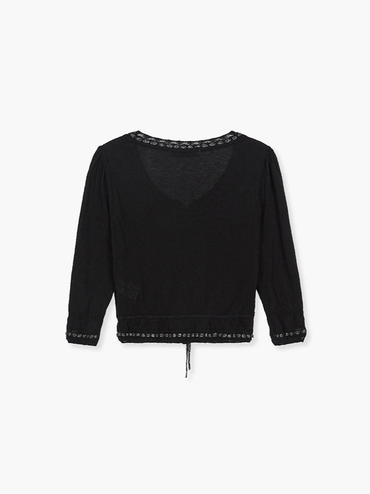 PEARL STRING BOLERO CARDIGAN_black
