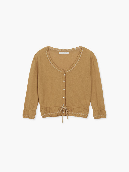 PEARL STRING BOLERO CARDIGAN_mustard