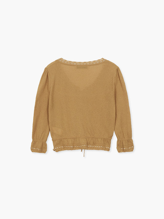 PEARL STRING BOLERO CARDIGAN_mustard