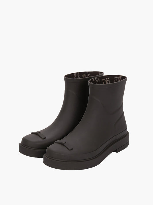 RIBBON RUBBER BOOTS SHORT_dark brown