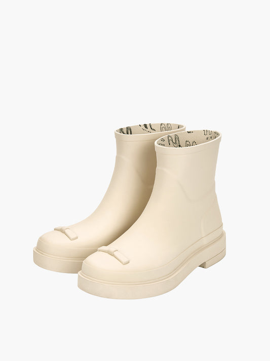 RIBBON RUBBER BOOTS SHORT_ivory