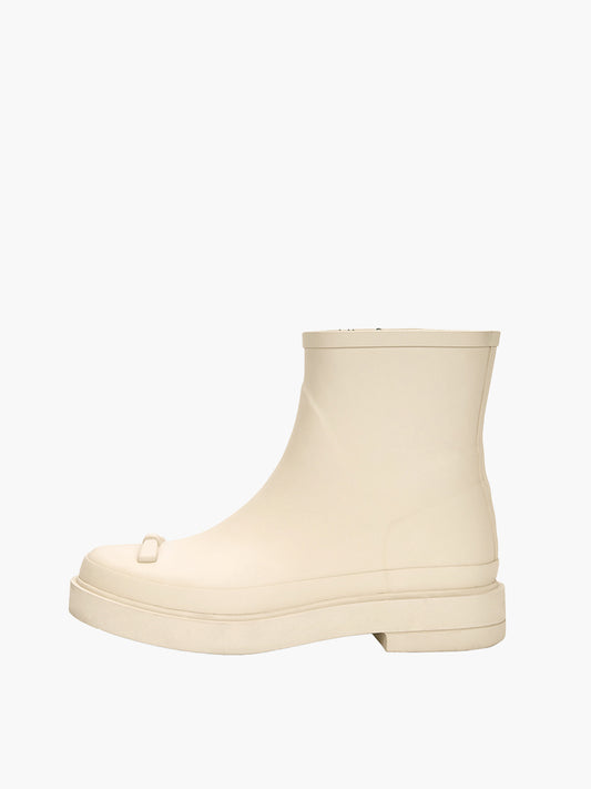 RIBBON RUBBER BOOTS SHORT_ivory