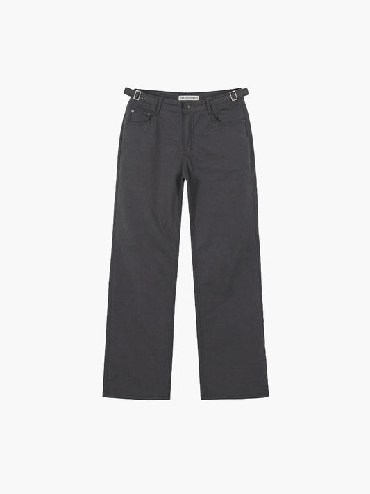 WAIST BUCKLE COTTON PANTS_charcoal