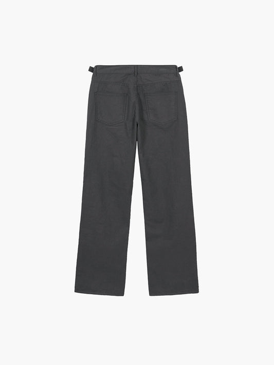 WAIST BUCKLE COTTON PANTS_charcoal