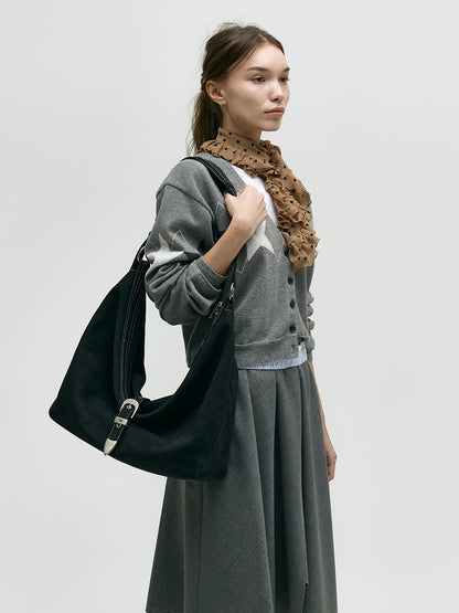 BELTED HOBO_black nubuck
