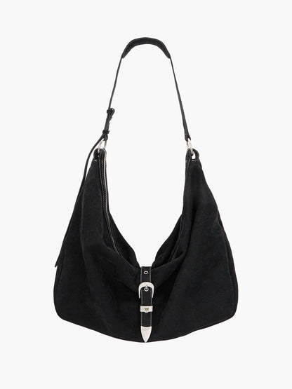 BELTED HOBO_black nubuck