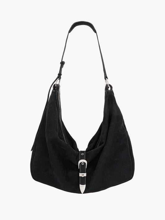 BELTED HOBO_black nubuck