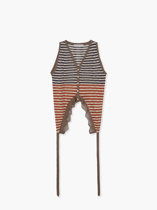 TAIL STRIPE KNIT VEST_grey