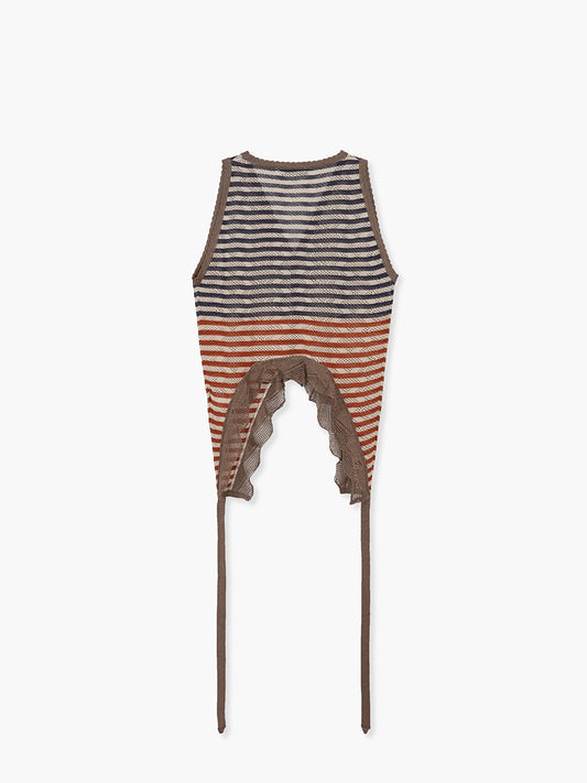TAIL STRIPE KNIT VEST_grey