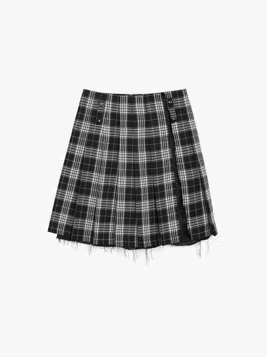 TARTAN CHECK PLEATED SKIRT_black