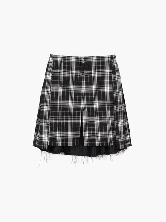TARTAN CHECK PLEATED SKIRT_black